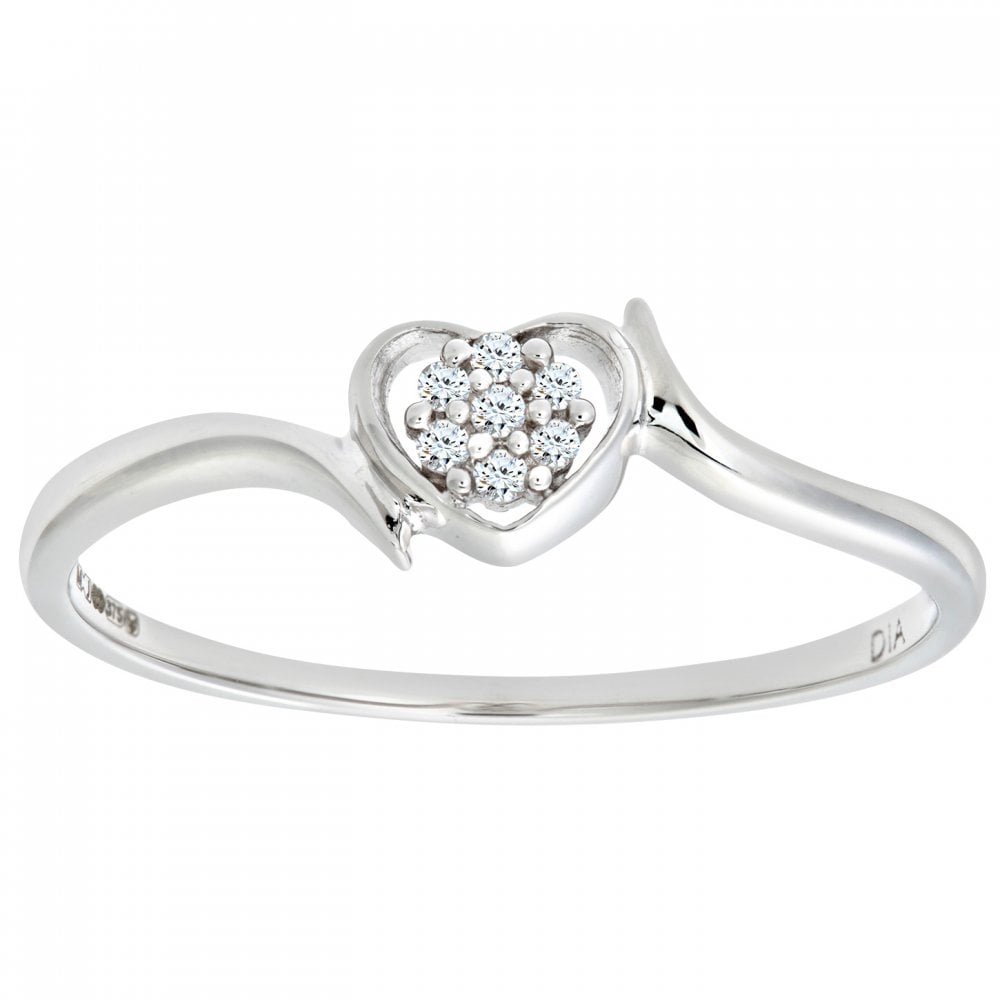 SPARKLD 9ct White Gold Diamond Cluster Ladies Ring