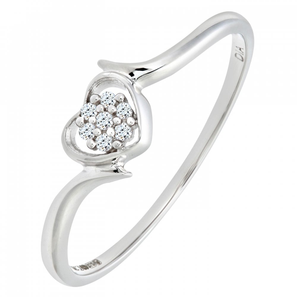 SPARKLD 9ct White Gold Diamond Cluster Ladies Ring