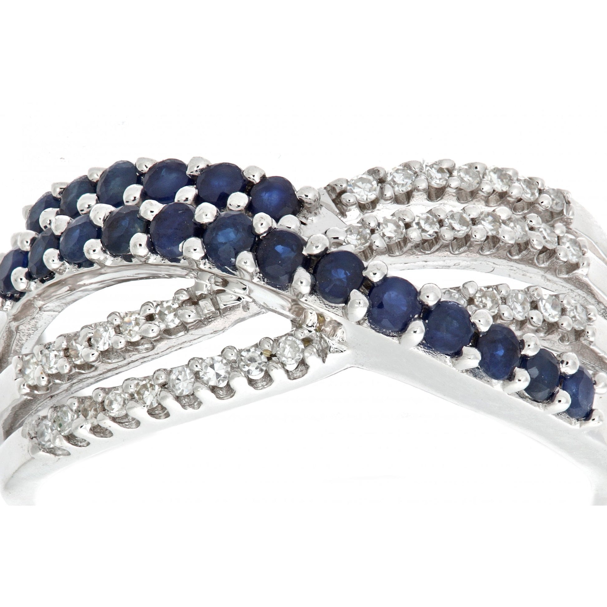 SPARKLD 9ct White Gold Ladies Diamond and Sapphire Ring
