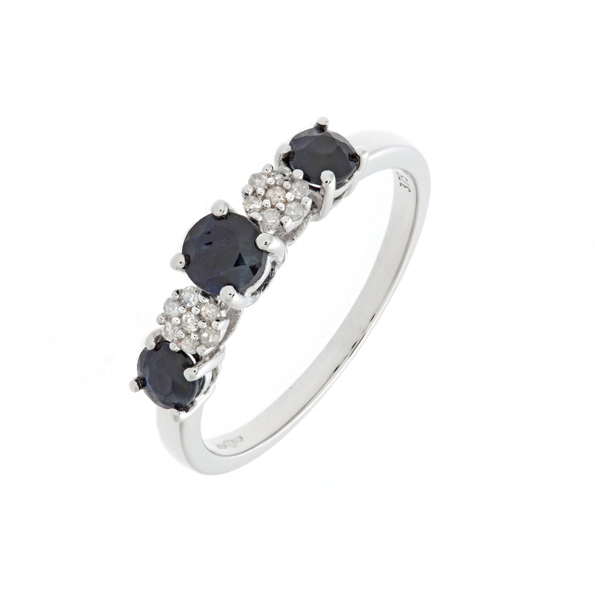 SPARKLD 9ct White Gold Ladies Diamond and Sapphire Ring