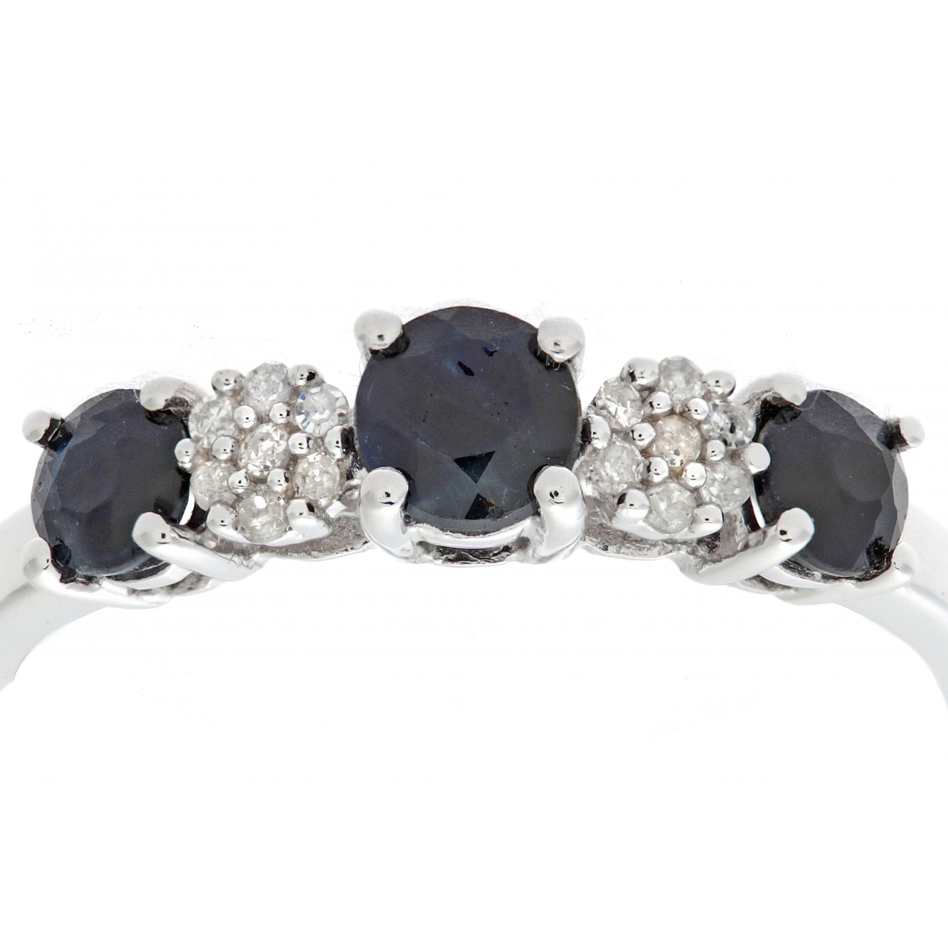 SPARKLD 9ct White Gold Ladies Diamond and Sapphire Ring