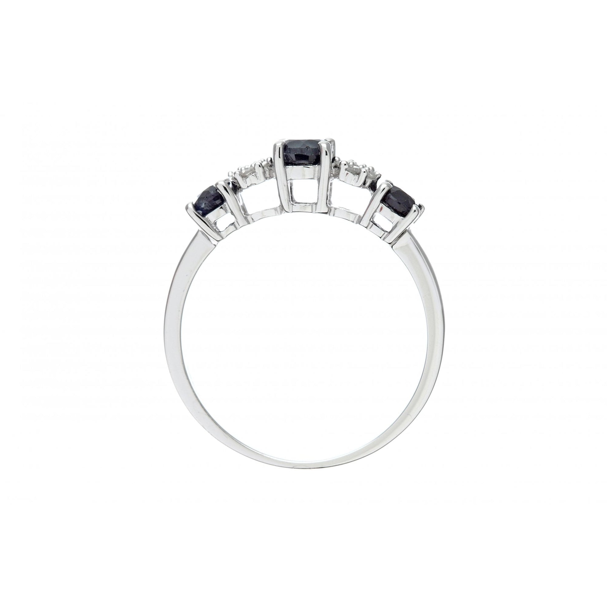 SPARKLD 9ct White Gold Ladies Diamond and Sapphire Ring