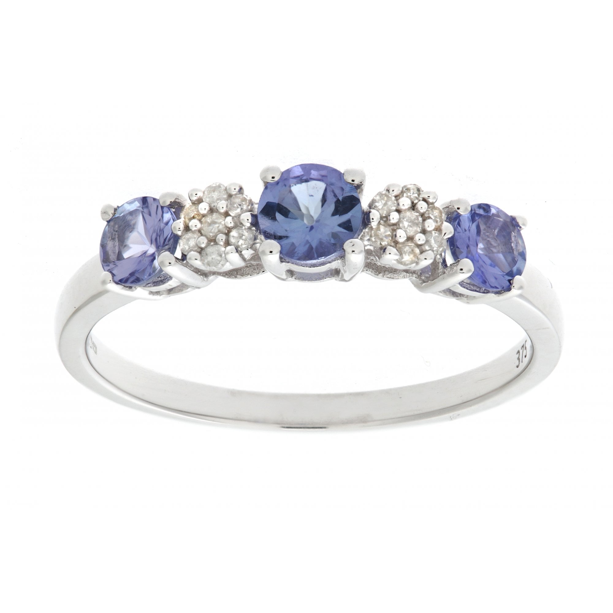 SPARKLD 9ct White Gold Diamond and Tanzanite Eternity Ladies Ring