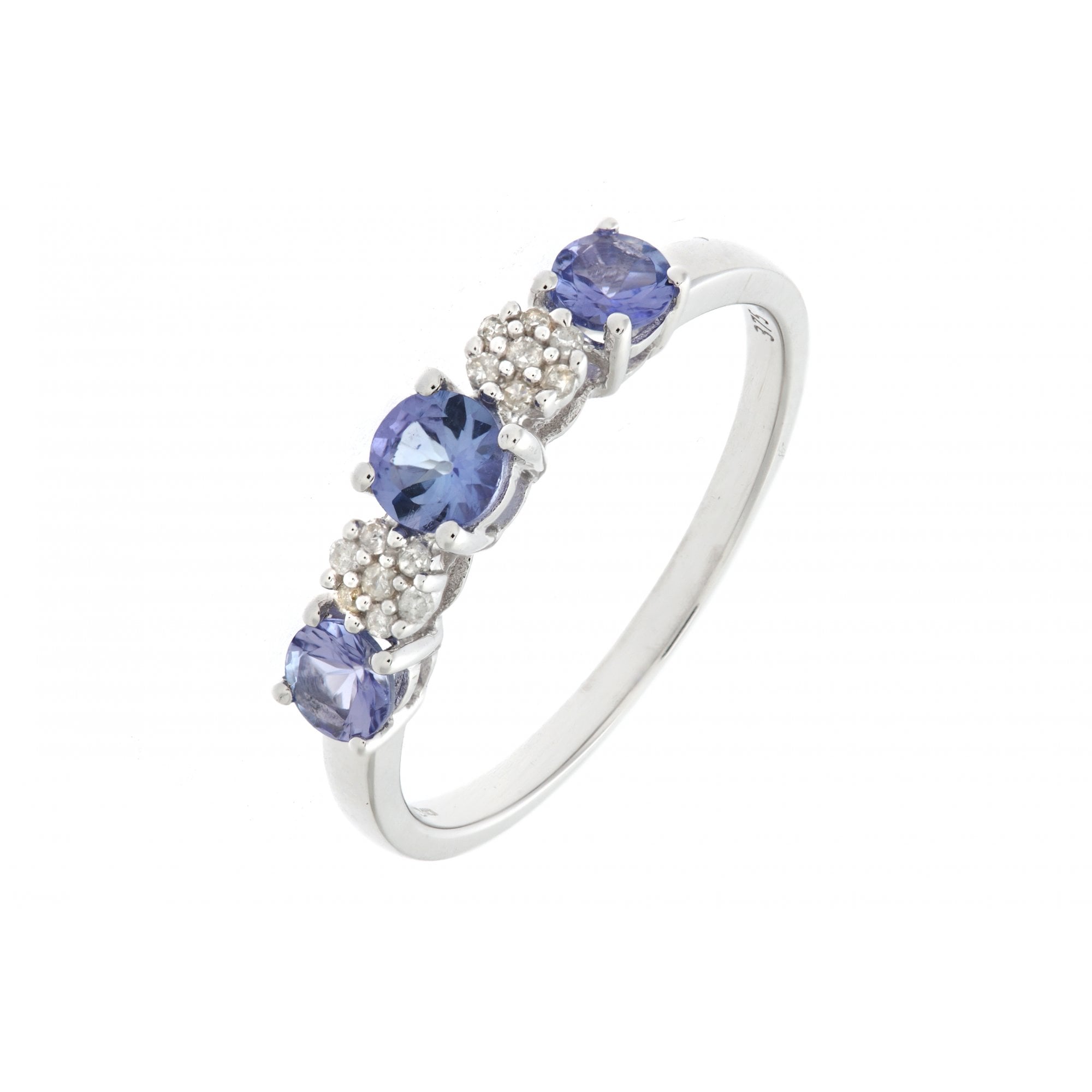 SPARKLD 9ct White Gold Diamond and Tanzanite Eternity Ladies Ring