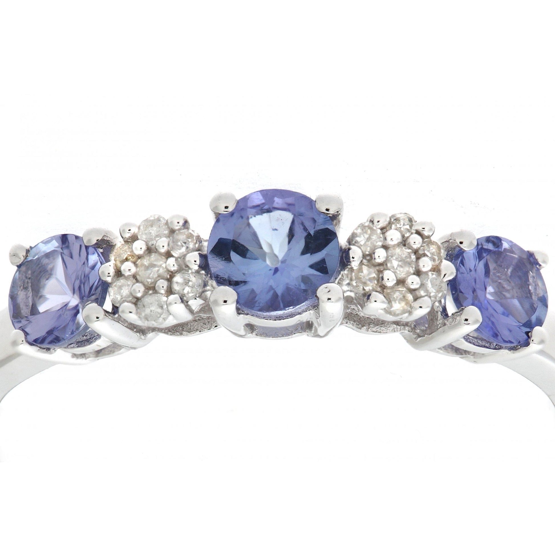 SPARKLD 9ct White Gold Diamond and Tanzanite Eternity Ladies Ring