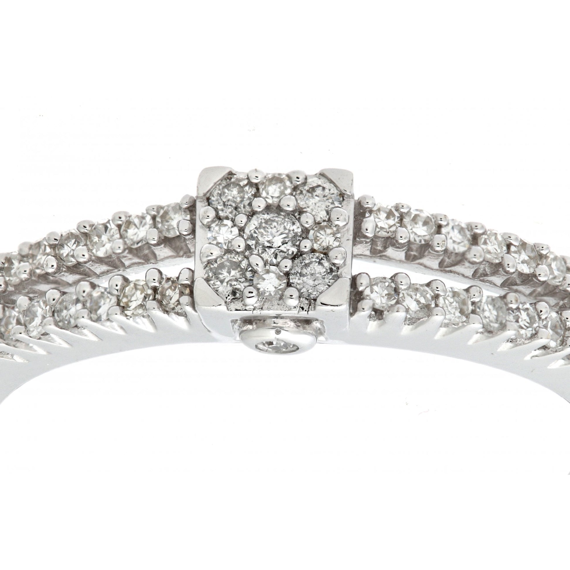 SPARKLD 9ct White Gold Diamond Cluster With Diamond Shoulders Ladies Ring