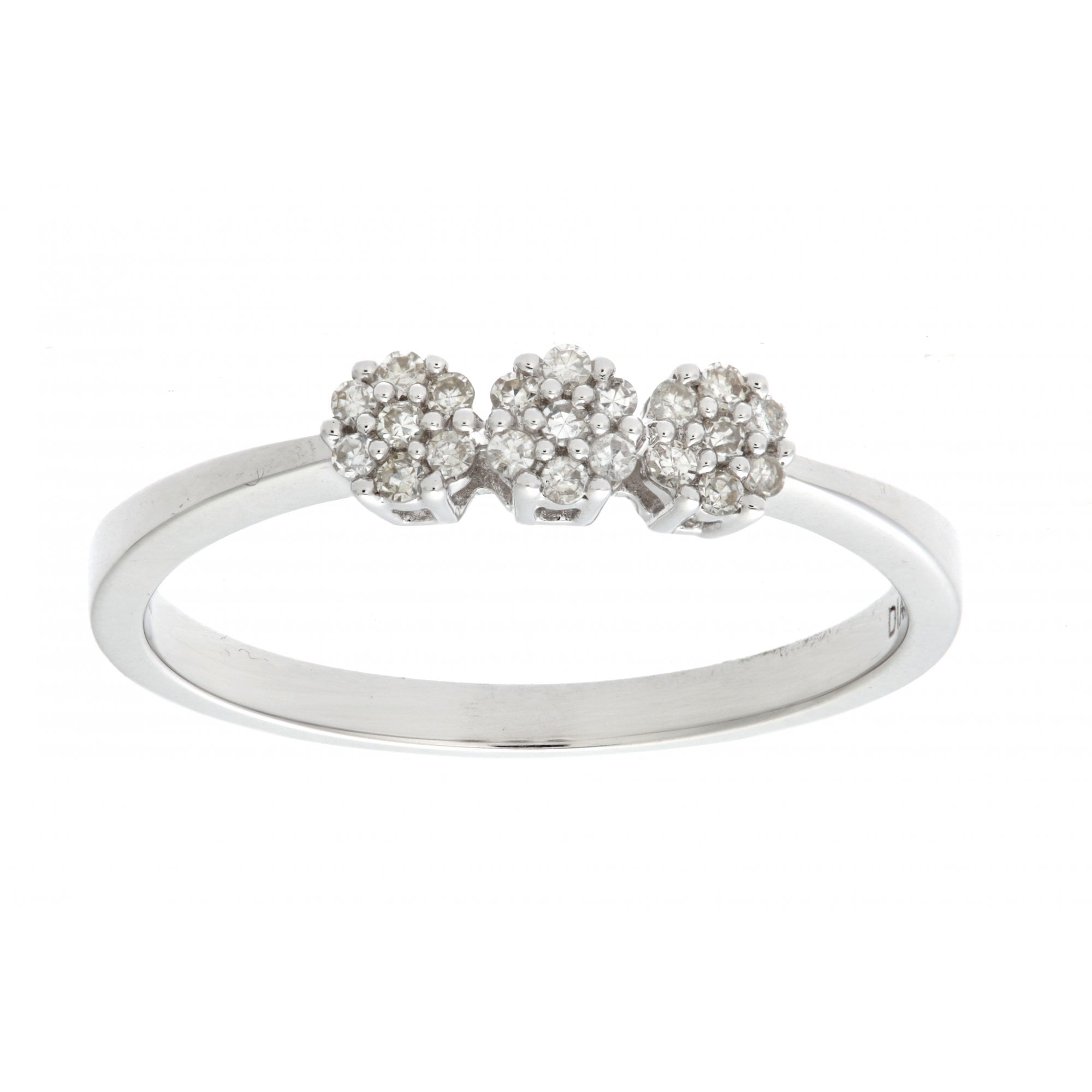 SPARKLD 9ct White Gold Diamond Cluster With Diamond Shoulders Ladies Ring