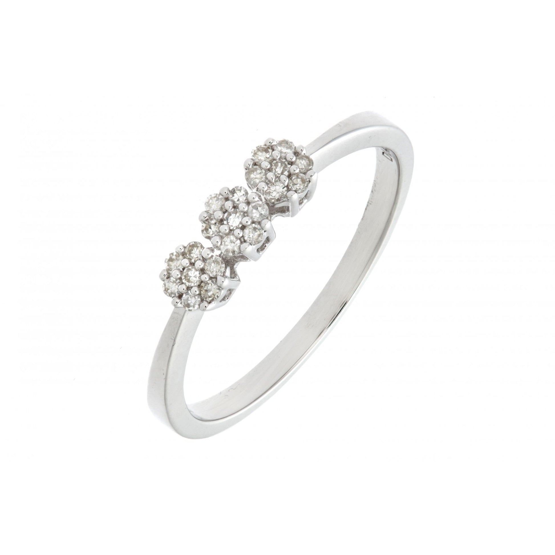 SPARKLD 9ct White Gold Diamond Cluster With Diamond Shoulders Ladies Ring