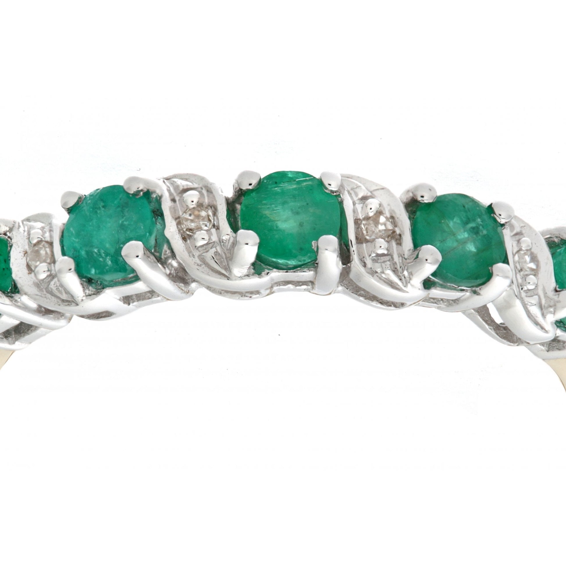 SPARKLD 9ct Yellow Gold Emerald And Diamond Eternity Ring