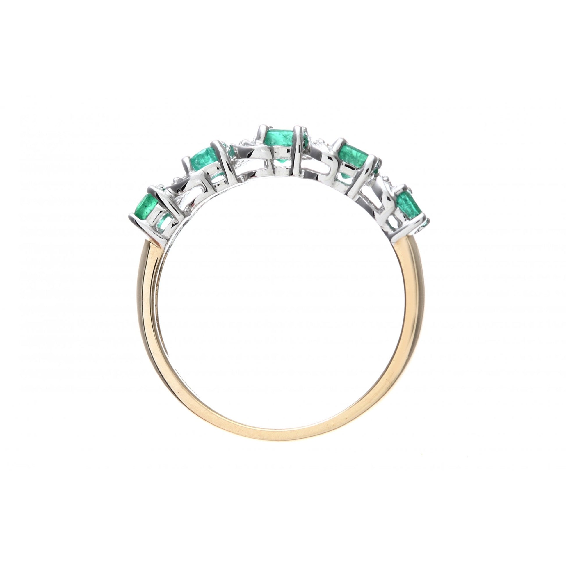 SPARKLD 9ct Yellow Gold Emerald And Diamond Eternity Ring