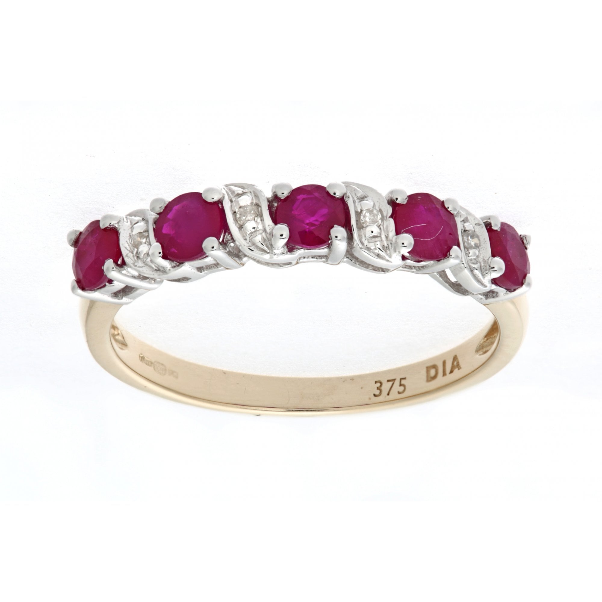 SPARKLD 9ct Yellow Gold Ruby And Diamond Eternity Ring