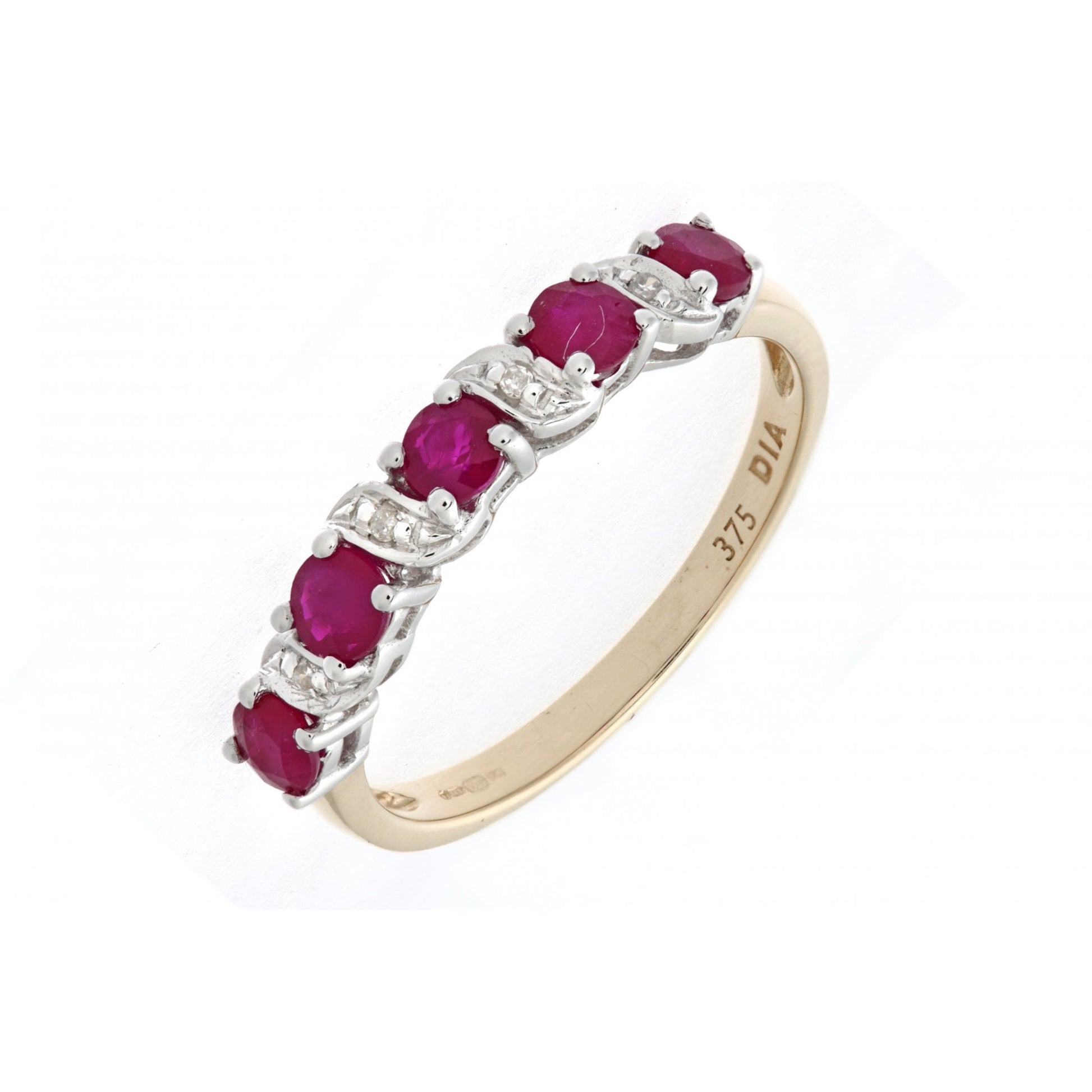SPARKLD 9ct Yellow Gold Ruby And Diamond Eternity Ring