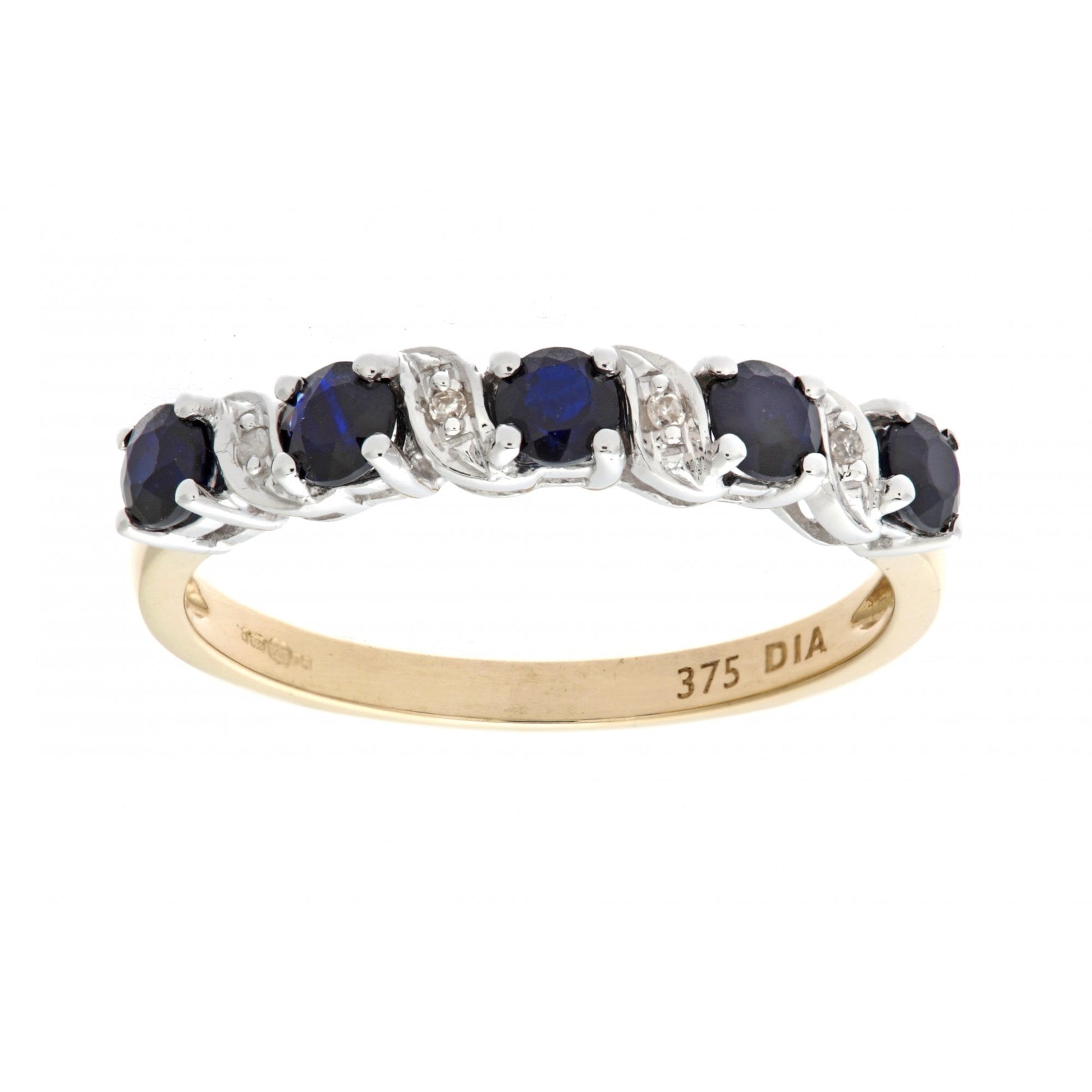 SPARKLD 9ct Yellow Gold Sapphire And Diamond Eternity Ring