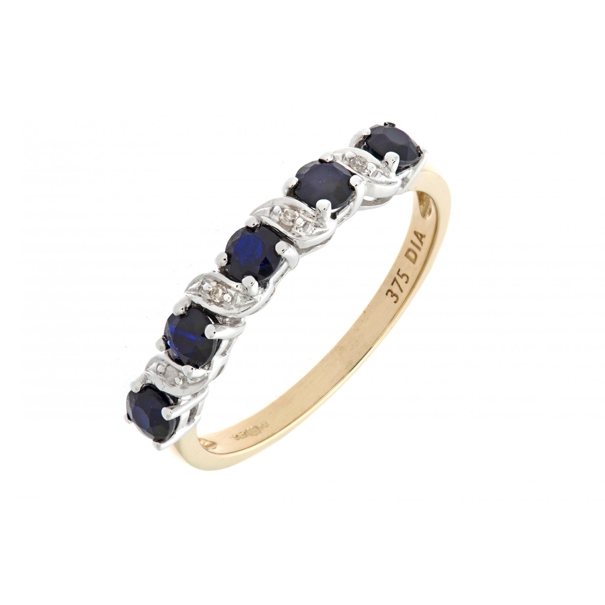 SPARKLD 9ct Yellow Gold Sapphire And Diamond Eternity Ring