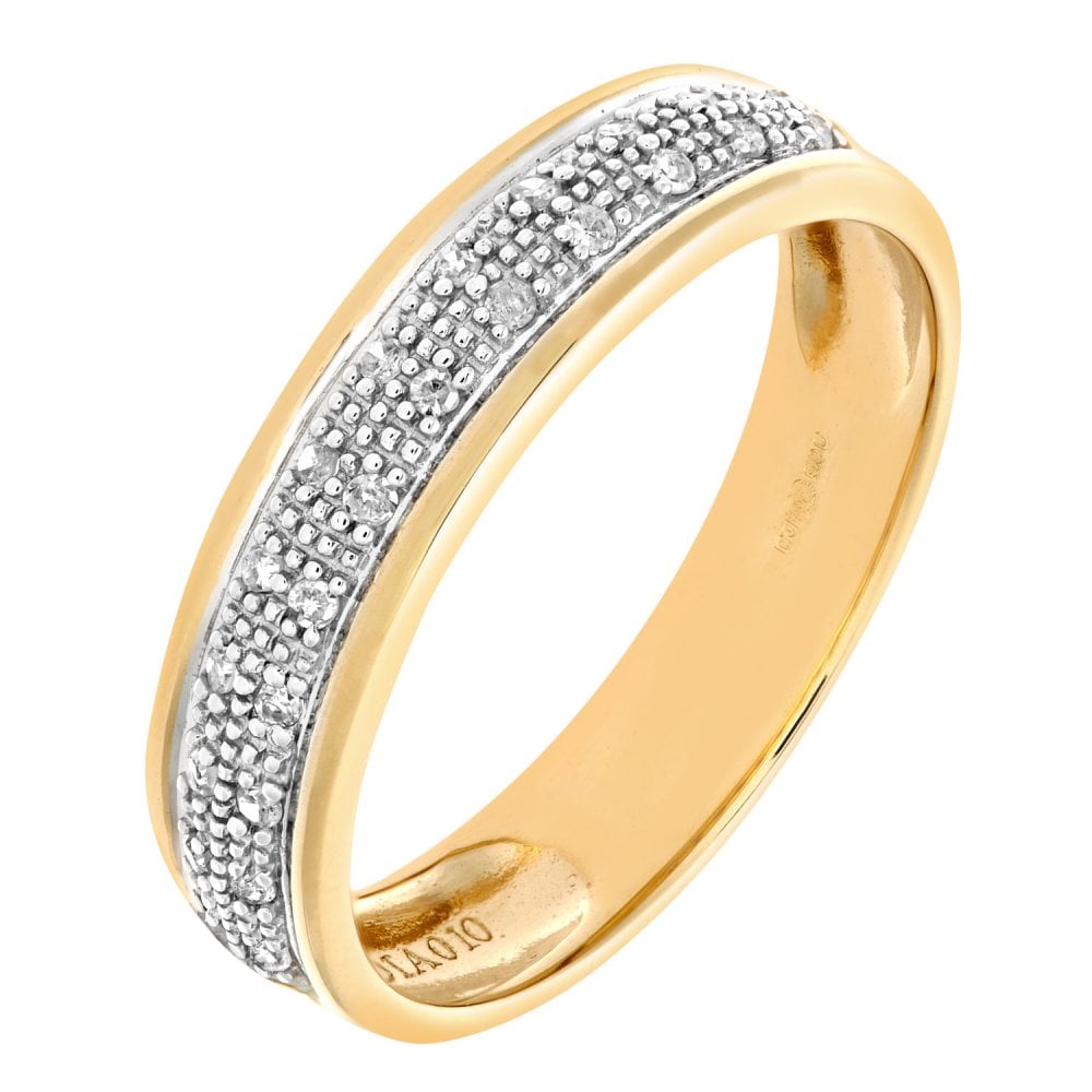 SPARKLD 9ct Yellow Gold 0.10ct Diamond Band Ring