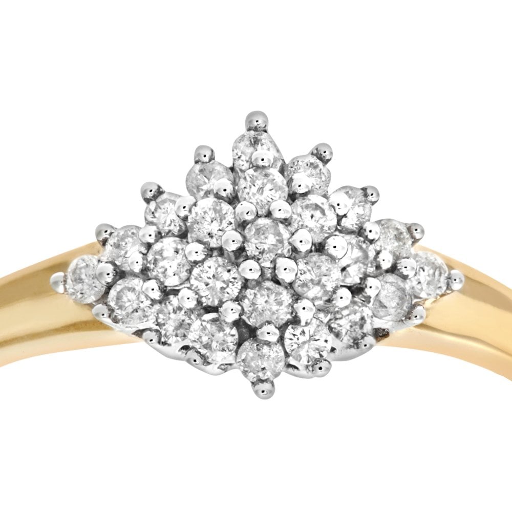 SPARKLD 9ct Yellow Gold Diamond Cluster Ladies Ring