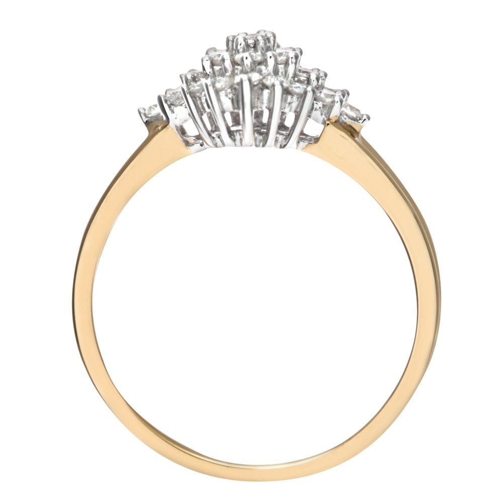 SPARKLD 9ct Yellow Gold Diamond Cluster Ladies Ring