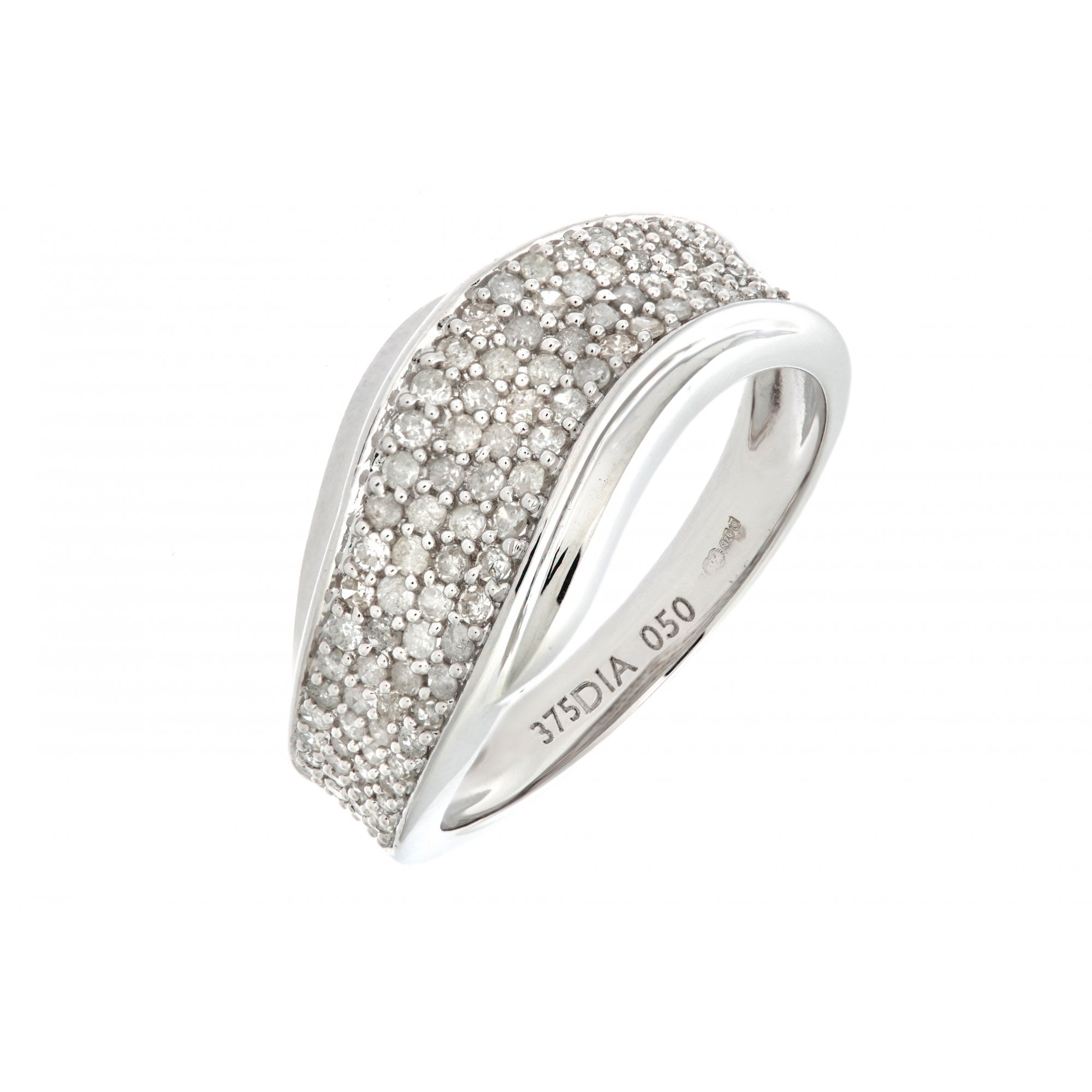 SPARKLD 9ct White Gold 0.50ct Diamond Half Eternity Wave Ring
