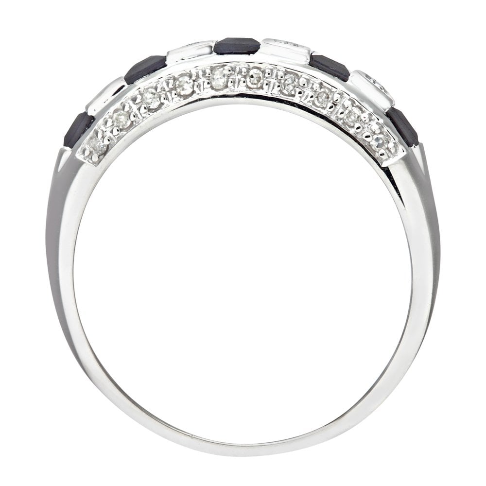 SPARKLD Ladies 9ct White Gold Diamond and Sapphire Eternity Ring