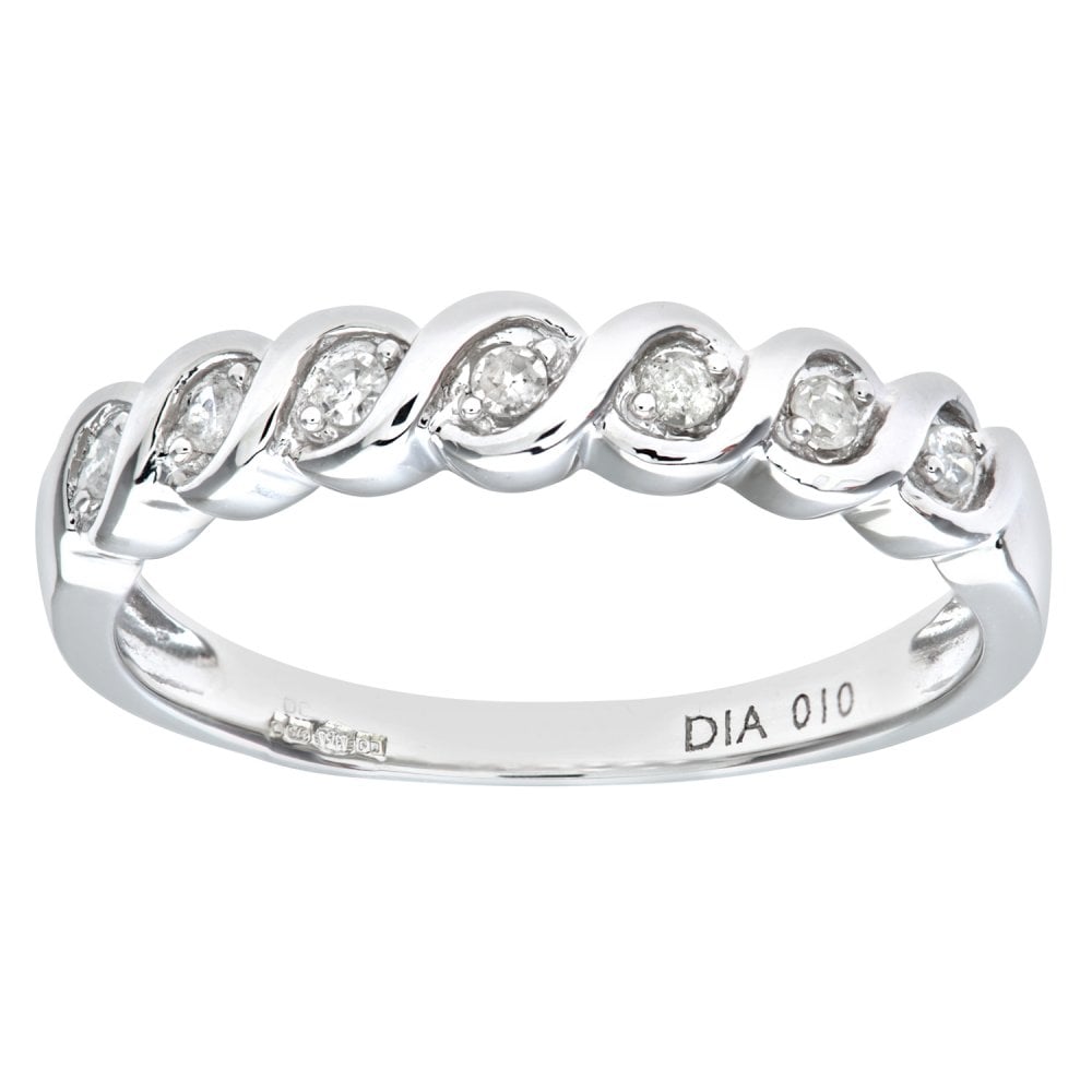 SPARKLD Ladies 9ct White Gold Fancy 10pts Diamond Eternity Ring