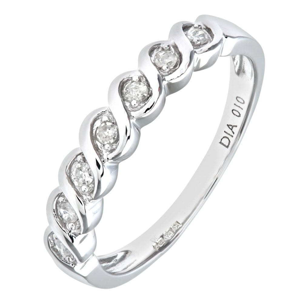 SPARKLD Ladies 9ct White Gold Fancy 10pts Diamond Eternity Ring