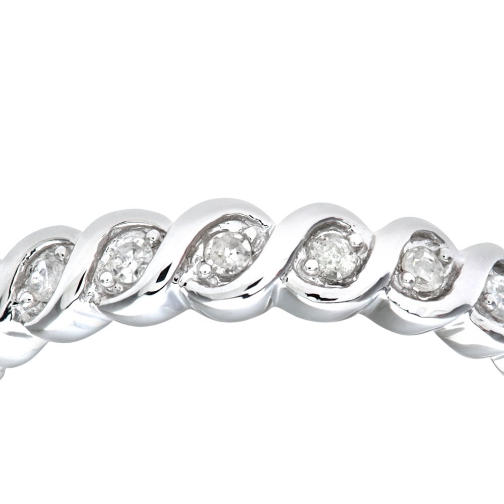 SPARKLD Ladies 9ct White Gold Fancy 10pts Diamond Eternity Ring