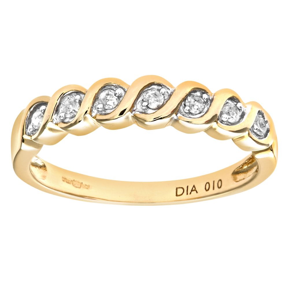 SPARKLD Ladies 9ct Yellow Gold Fancy 10pts Diamond Eternity Ring