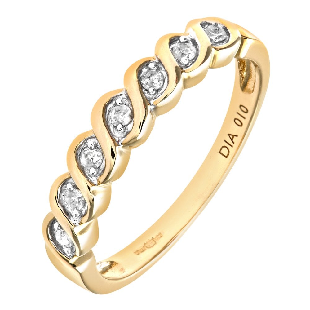 SPARKLD Ladies 9ct Yellow Gold Fancy 10pts Diamond Eternity Ring