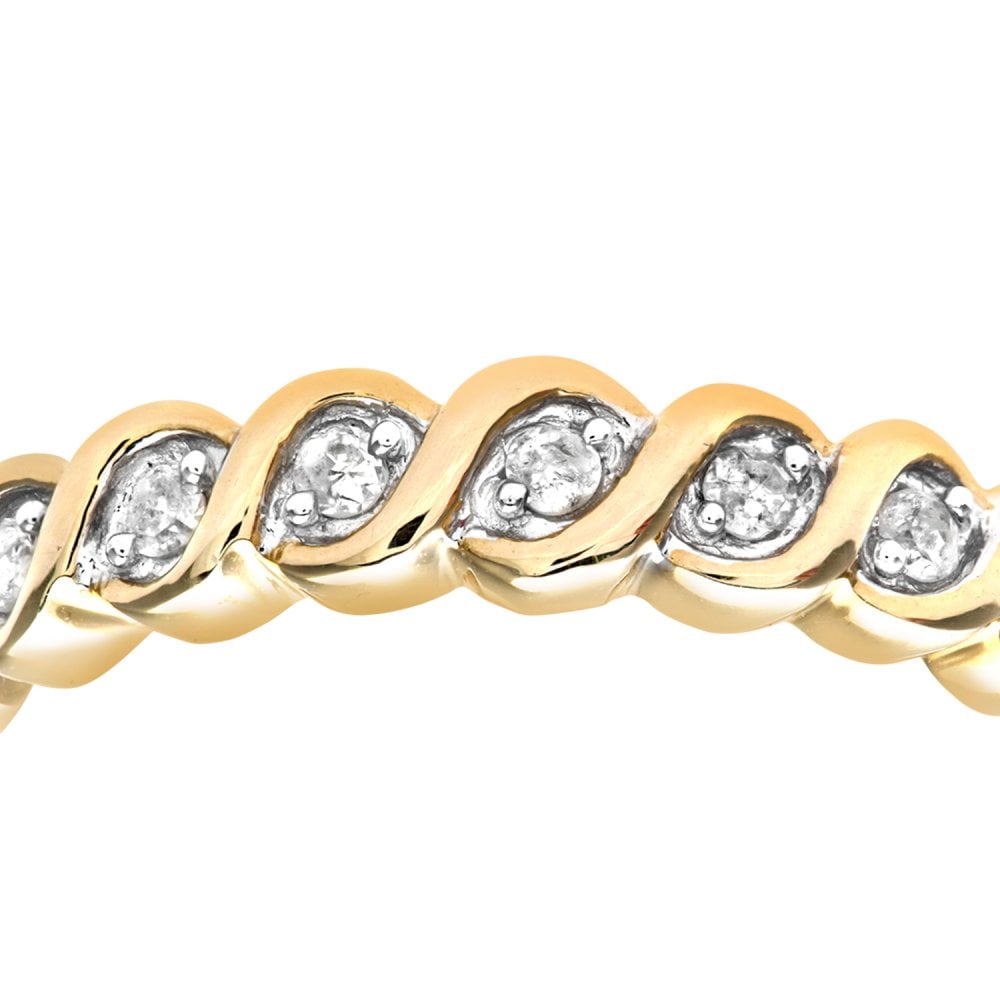 SPARKLD Ladies 9ct Yellow Gold Fancy 10pts Diamond Eternity Ring