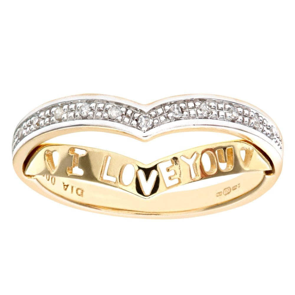 SPARKLD 9ct Yellow Gold Diamond 'I Love You' Ring