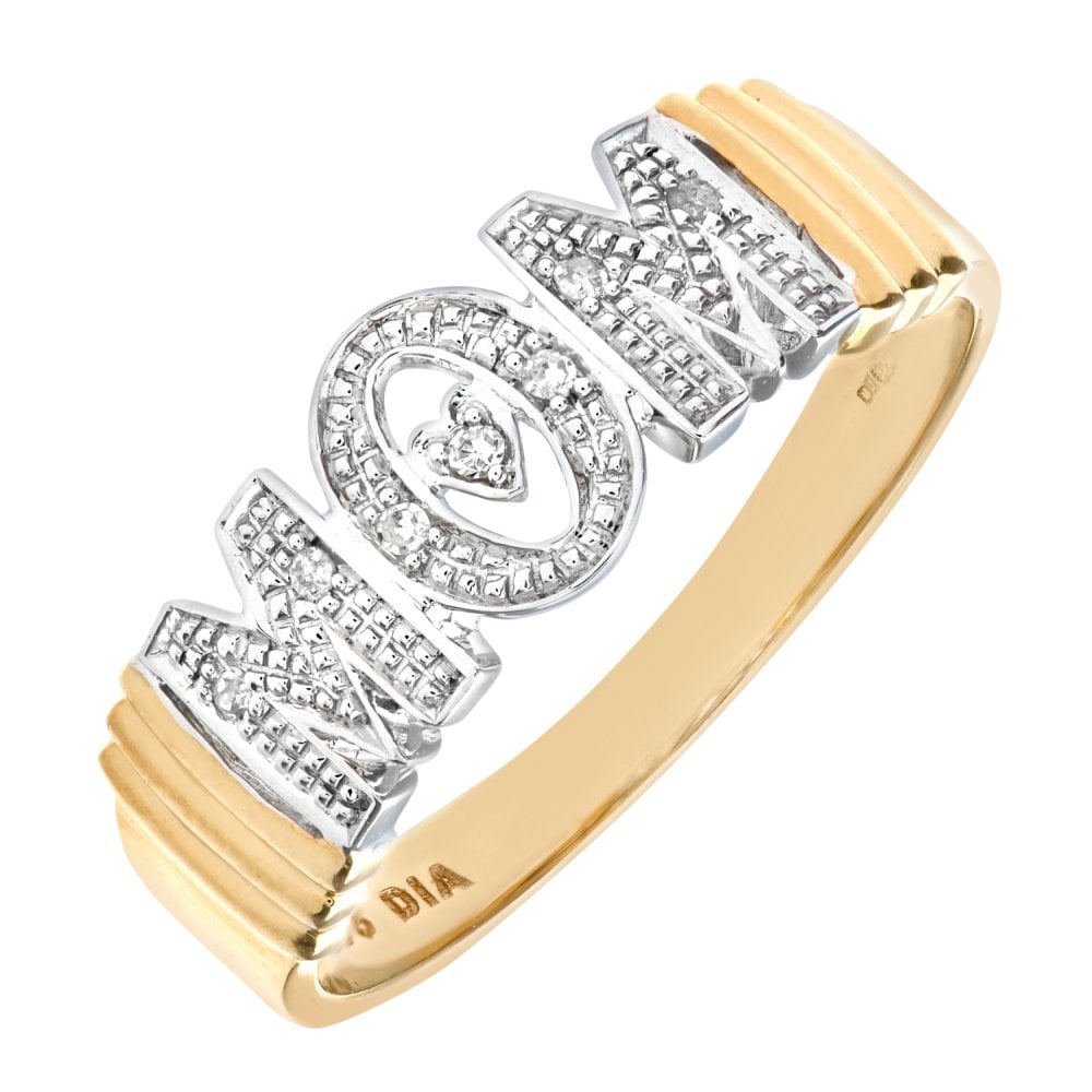 SPARKLD 9 ct Yellow Gold Diamond Mum Ring
