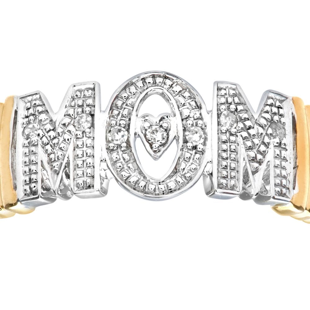 SPARKLD 9 ct Yellow Gold Diamond Mum Ring