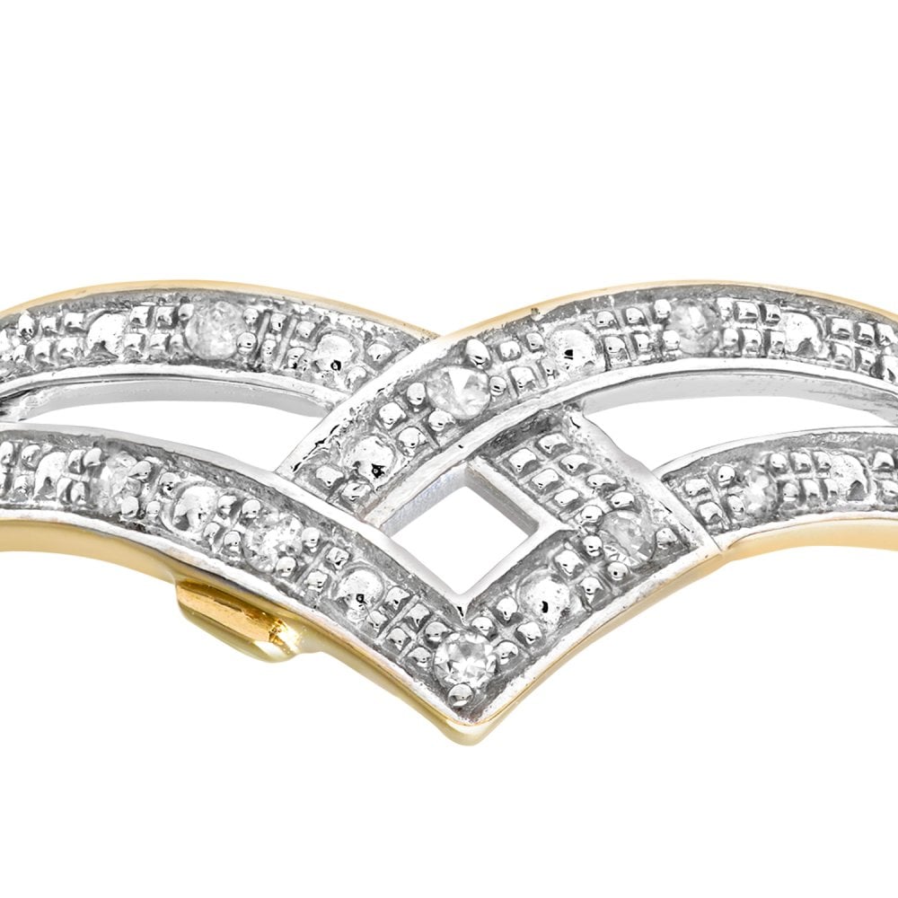 SPARKLD 9ct Yellow Gold Diamond Wishbone Ring