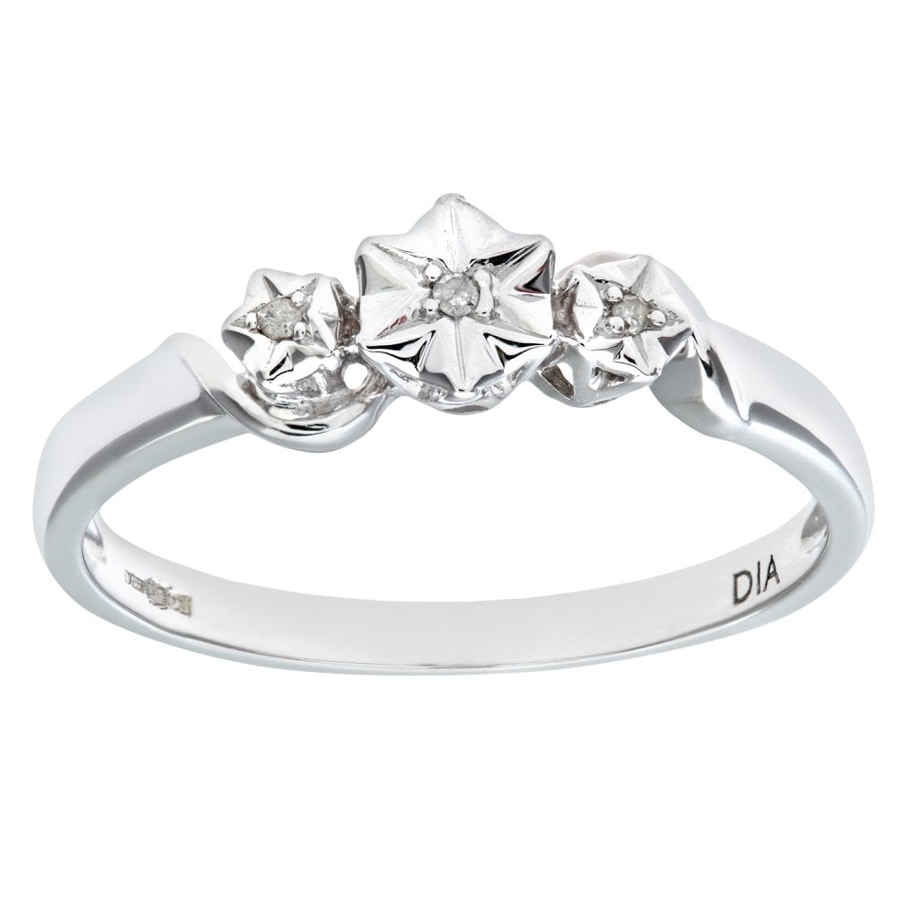 SPARKLD Ladies 9ct White Gold Diamond Accent Ring