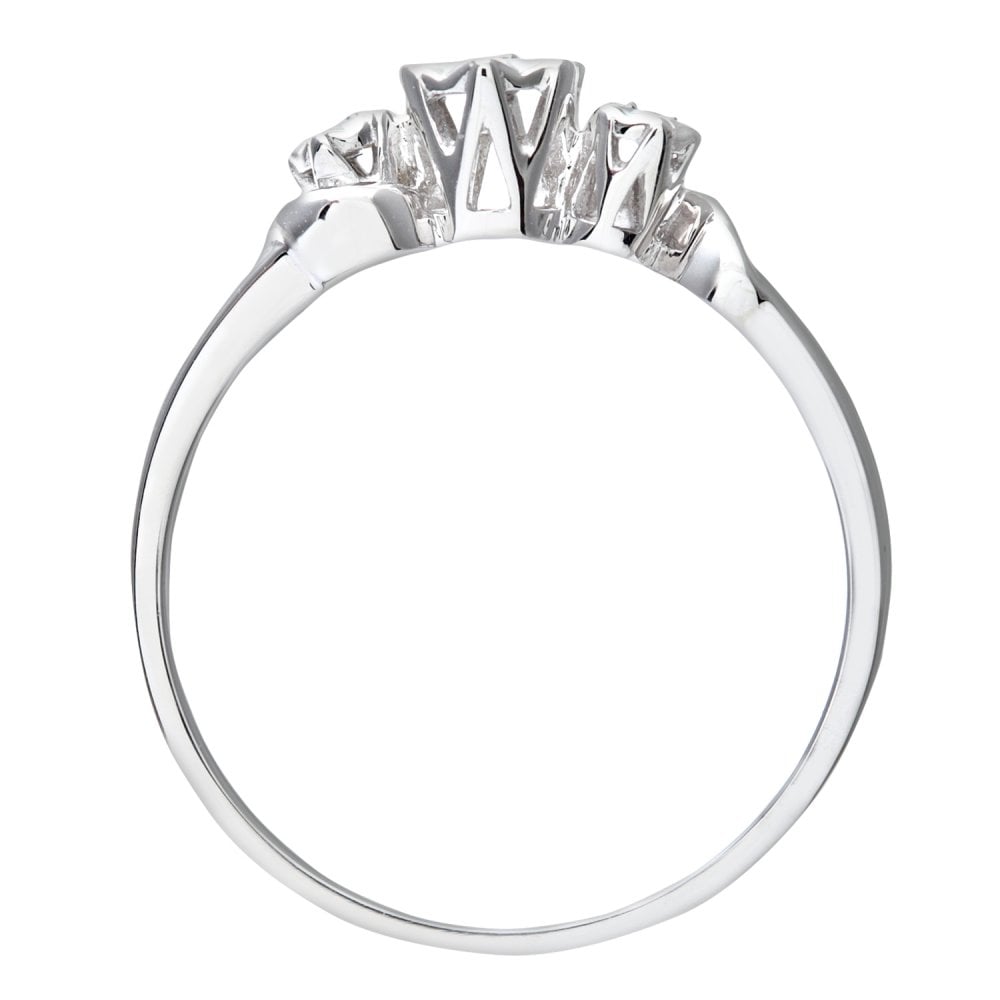 SPARKLD Ladies 9ct White Gold Diamond Accent Ring