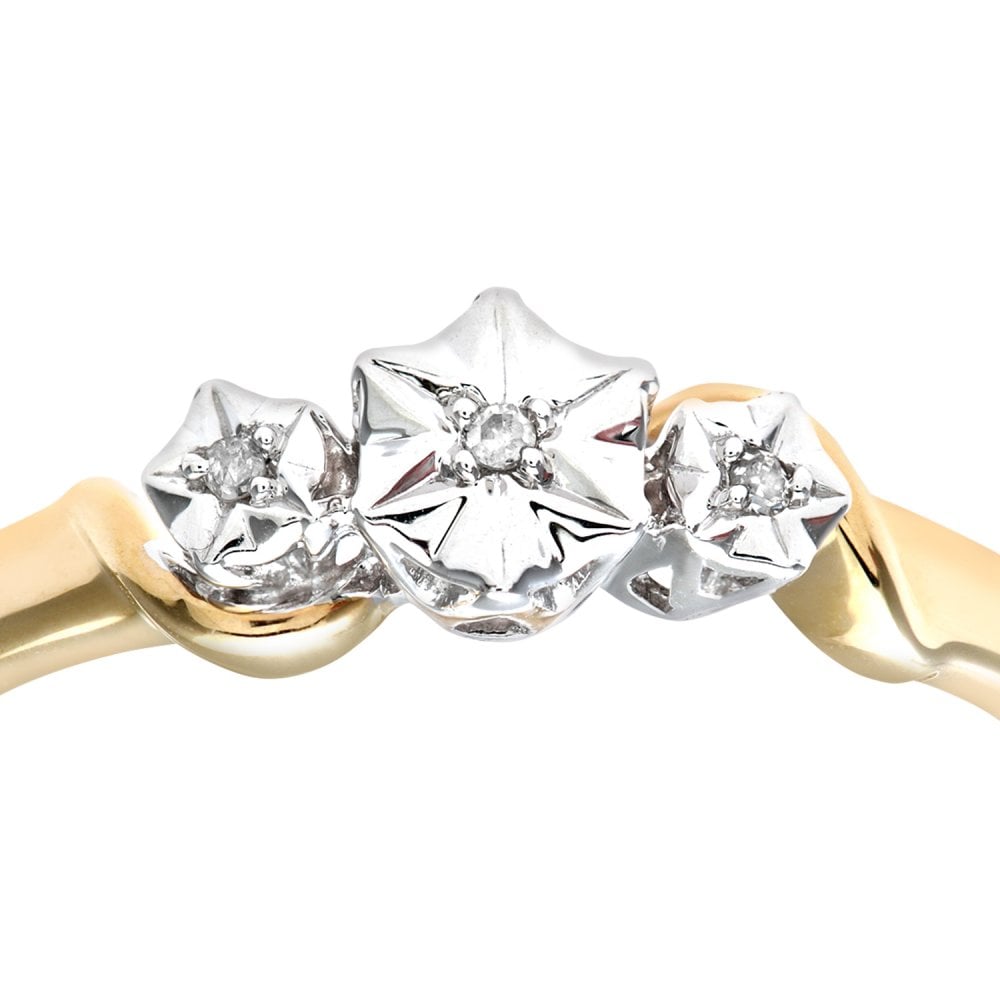 SPARKLD Ladies 9ct Yellow Gold Diamond Accent Ring