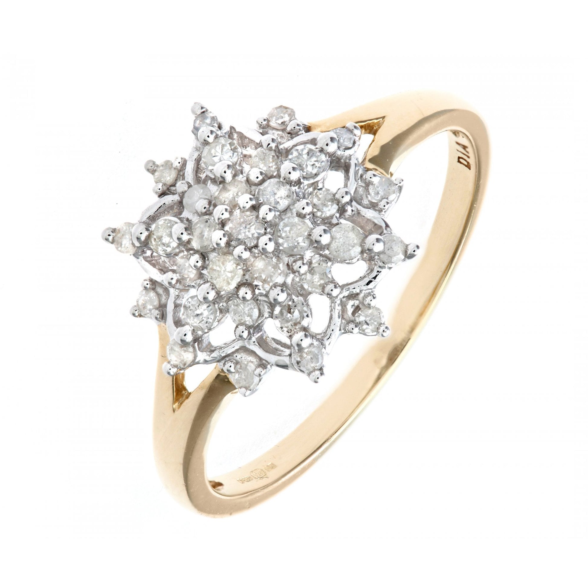 SPARKLD 14ct Yellow Gold Ladies Diamond Ring