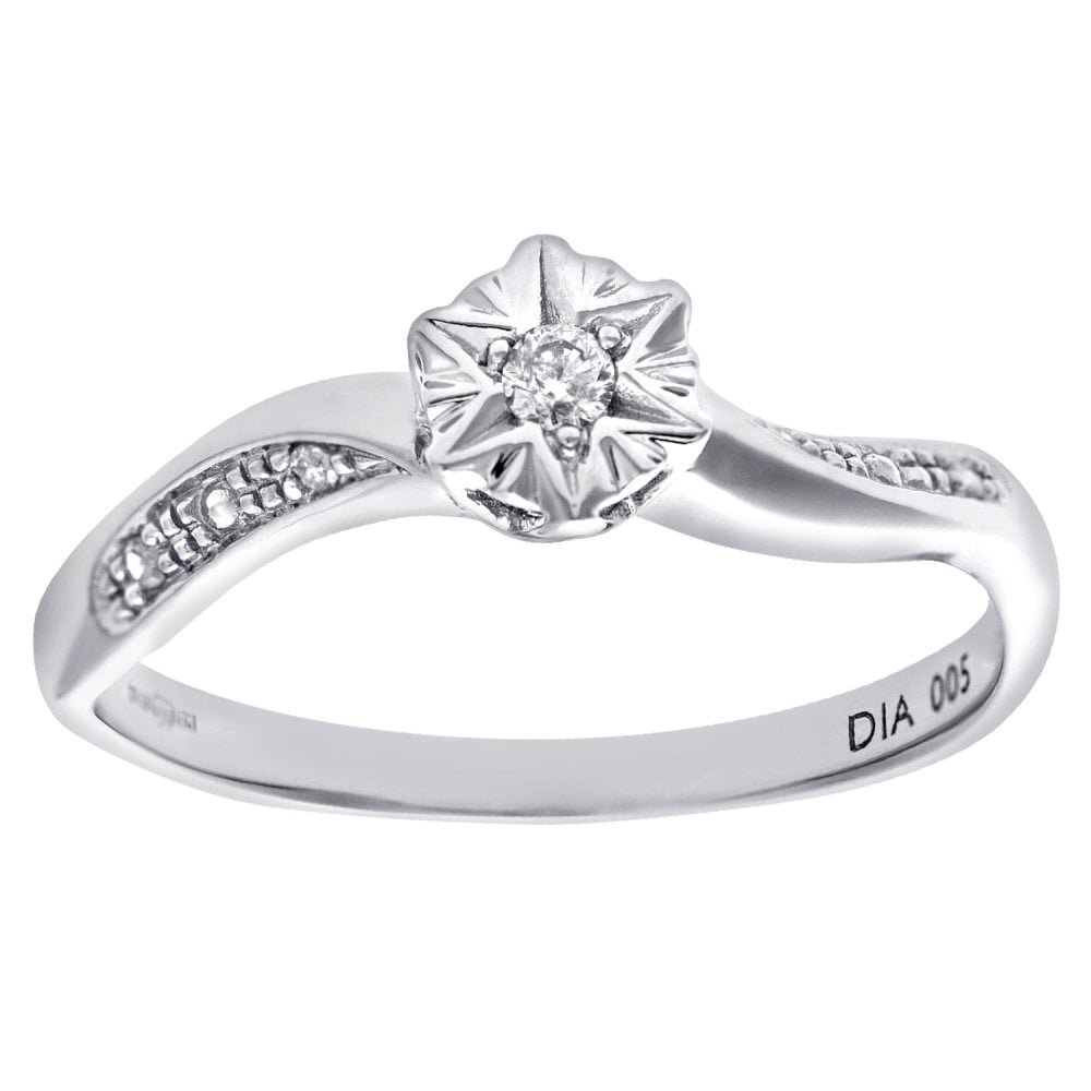 SPARKLD 9ct White Gold Ladies Diamond Ring