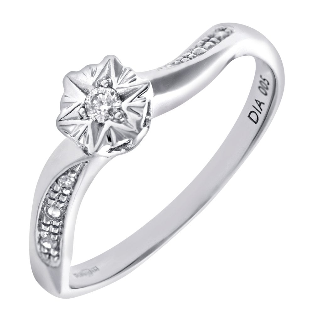 SPARKLD 9ct White Gold Ladies Diamond Ring