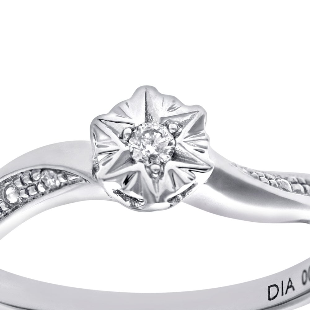 SPARKLD 9ct White Gold Ladies Diamond Ring