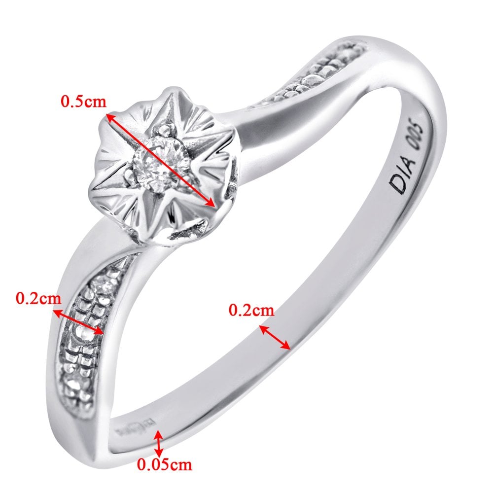 SPARKLD 9ct White Gold Ladies Diamond Ring