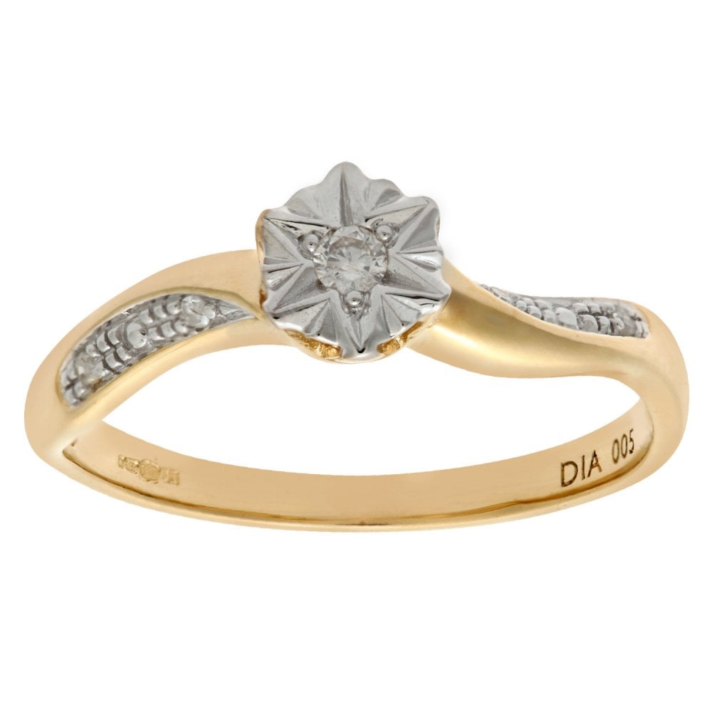 SPARKLD 9ct Yellow Gold Ladies Diamond Ring