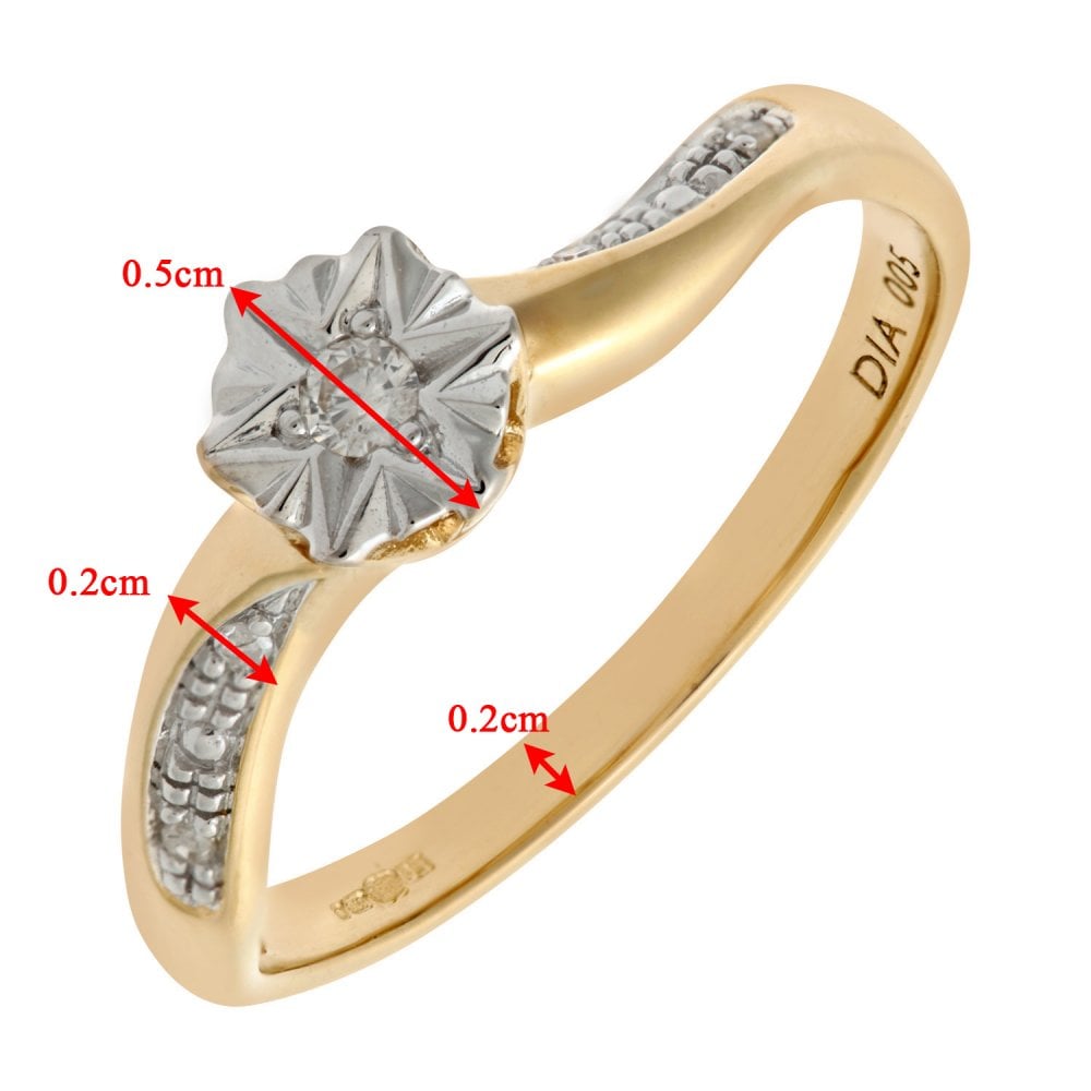 SPARKLD 9ct Yellow Gold Ladies Diamond Ring