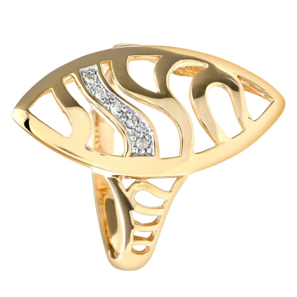 SPARKLD Ladies 9ct Yellow Gold Fancy Diamond Ring