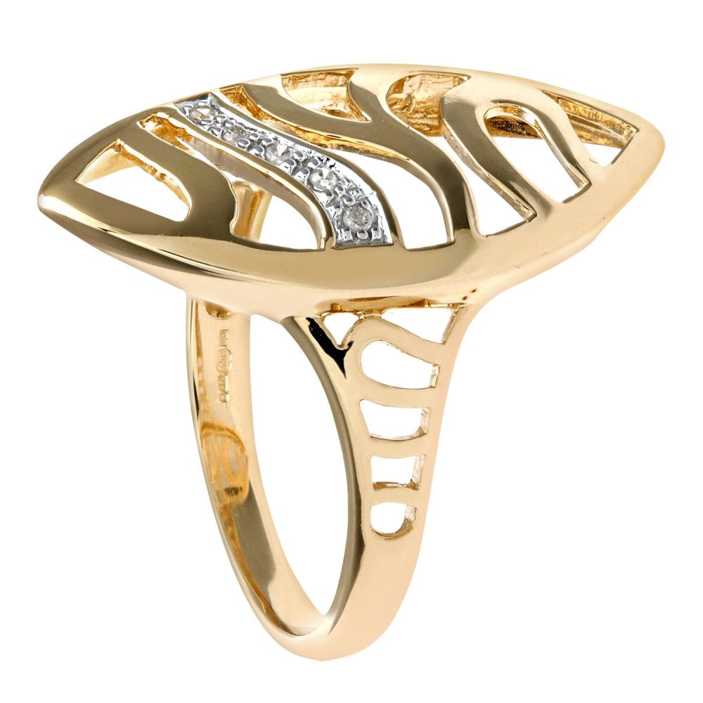 SPARKLD Ladies 9ct Yellow Gold Fancy Diamond Ring