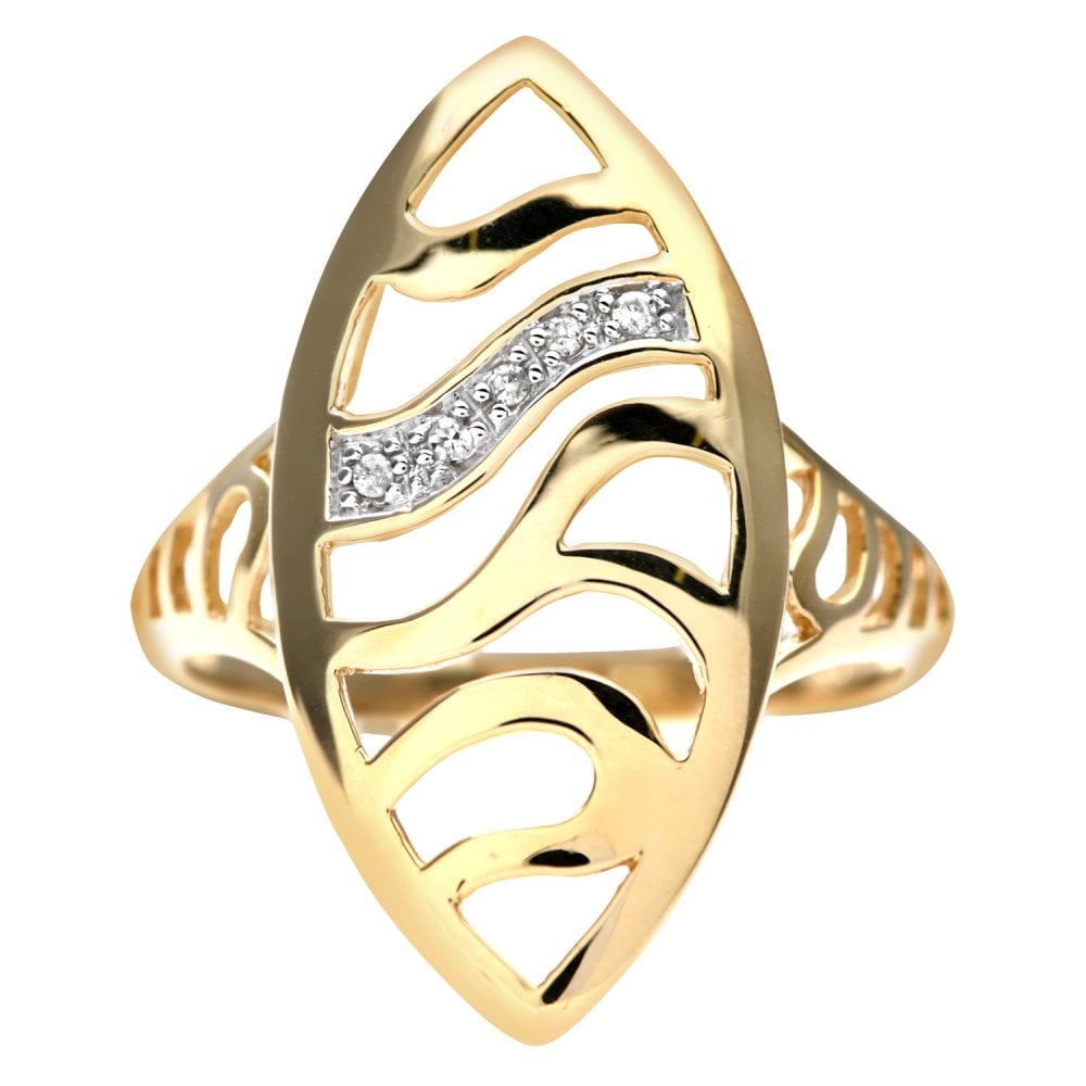 SPARKLD Ladies 9ct Yellow Gold Fancy Diamond Ring