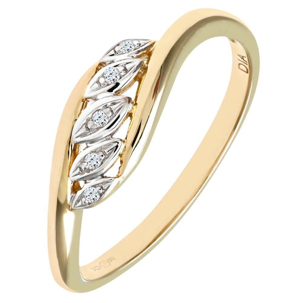 SPARKLD Ladies SPARKLD 9ct Yellow Gold Fancy Diamond Ring