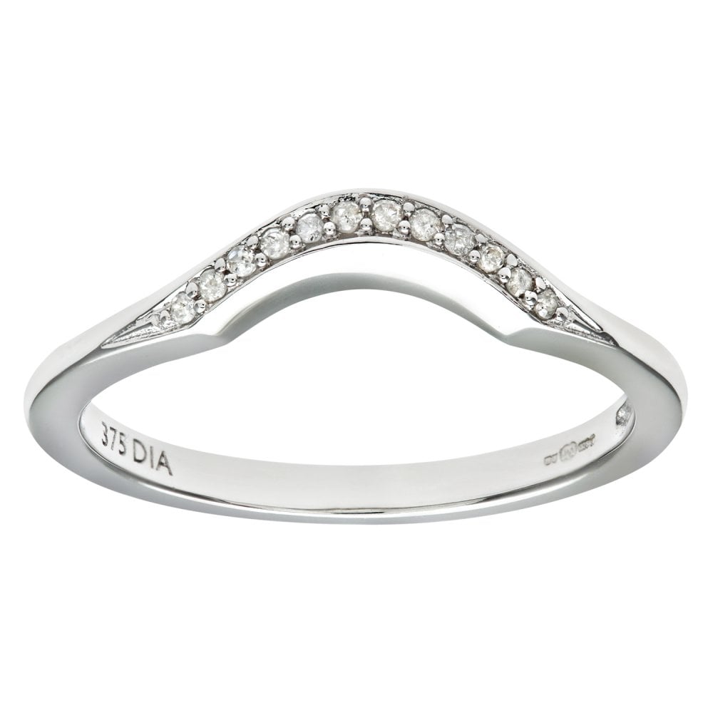SPARKLD 9 ct White Gold Diamond Wishbone Eternity Ring
