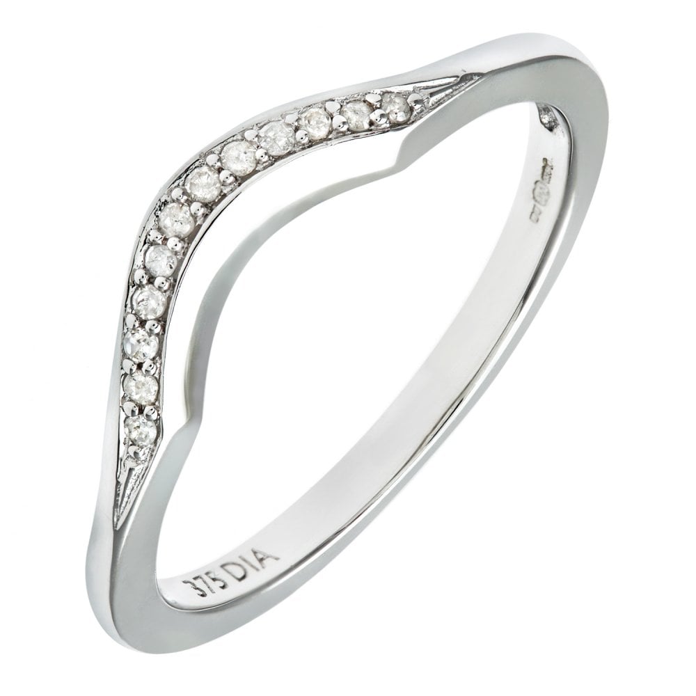 SPARKLD 9 ct White Gold Diamond Wishbone Eternity Ring
