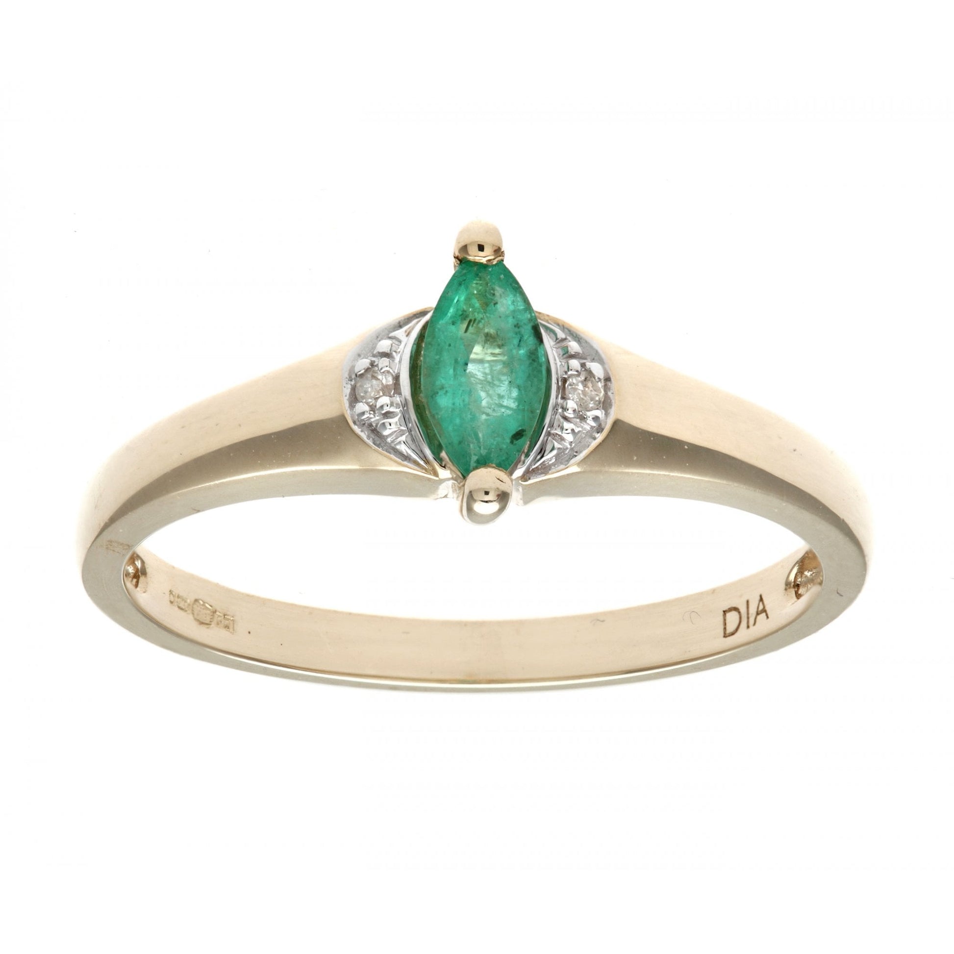 SPARKLD Ladies SPARKLD 9ct Yellow Gold Diamond and Marquise Emerald Ring